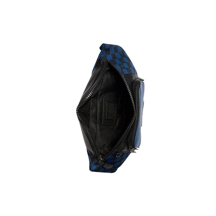 Coach Track 40 Checkered Print Leather Waist Bag Regular Men Waist Bag Blue Black C2728-QBP2S