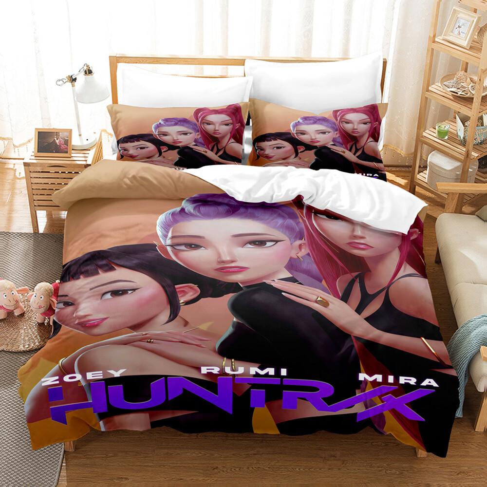 1/3 шт. K-Pop Huntrix Комплект пододеяльника EU Односпальный Размер Постельное белье для Детей Взрослых Мягкое Покрытие для Одеяла