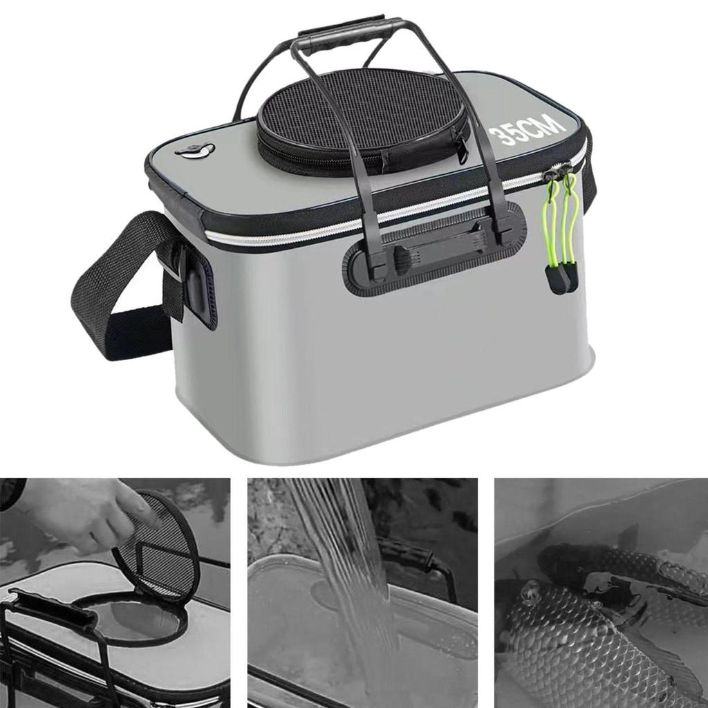 Складное рыболовное ведро с ремнем для живой рыбы, идеально для пеших походов и кемпинга