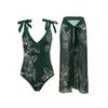 European & American High-End Sexy Suspender Swimsuit Set: One-Piece & Two-Piece Printed Designs