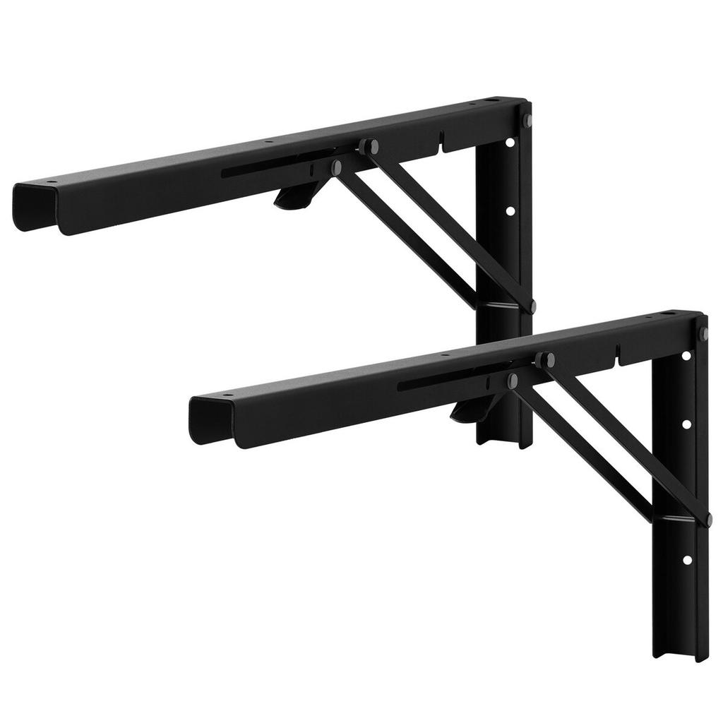 Shelf Bracket Foldable, 24” L 2 Pcs , Heavy Duty Floating Shelf Brackets, Brackets for Shelves, 5mm Thick Matte Black L Shelf Bracket,Steel Shelving