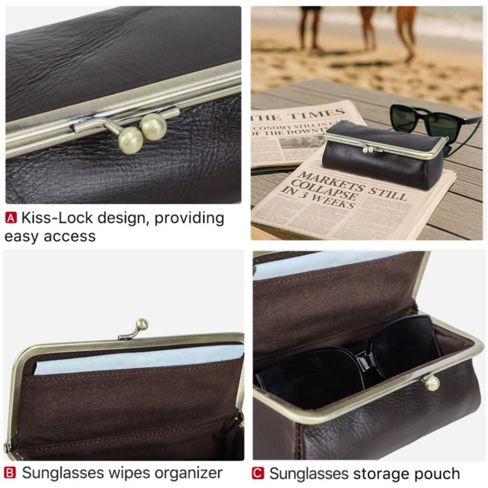 Genuine Leather Eyeglass Bag Durable Glasses Protector Fashion Glasses Case for Sunglasses