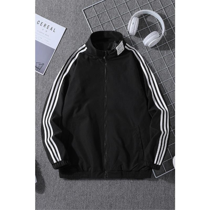 Спортивная куртка для студентов на весну и осень, свободная куртка, мужской кардиган с воротником-стойкой и тремя полосками, спортивный топ