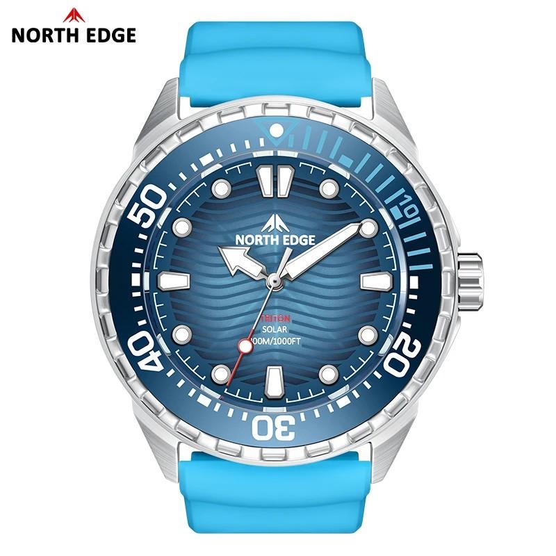 NORTH EDGE 2025 Новые часы для дайвинга TRITON на солнечной батарее Мужские роскошные кварцевые часы для мужчин Корпус из нержавеющей стали 316L Водонепроницаемость 300 м