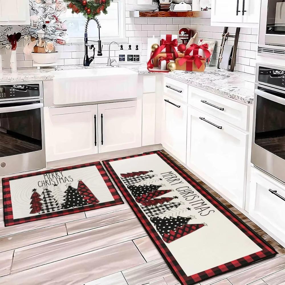 60/80/120CM Christmas Elk Floor Mat Xmas Tree Kitchen Rug Doormat Home Decor Navidad Natal Christmas Decorations For Home 2025