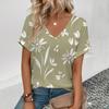 Повседневная женская футболка с v-образным вырезом, модная легкая уличная элегантная футболка для отдыха, женская футболка с фруктовым принтом и v-образным вырезом