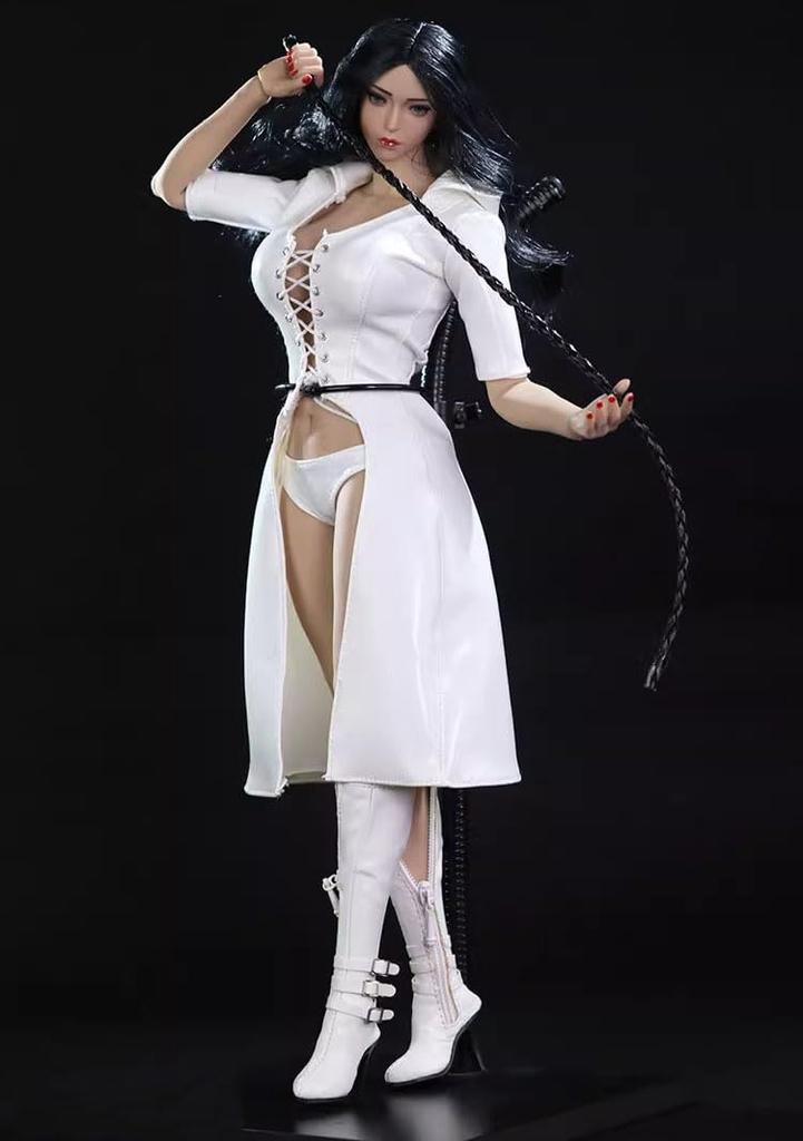 1/6 Сексуальная одежда, 1/6 Женская кожаная куртка с капюшоном, Длинная кожаная куртка, Крутая боевая форма, Сексуальная кожаная куртка (Голова и тело не включены)