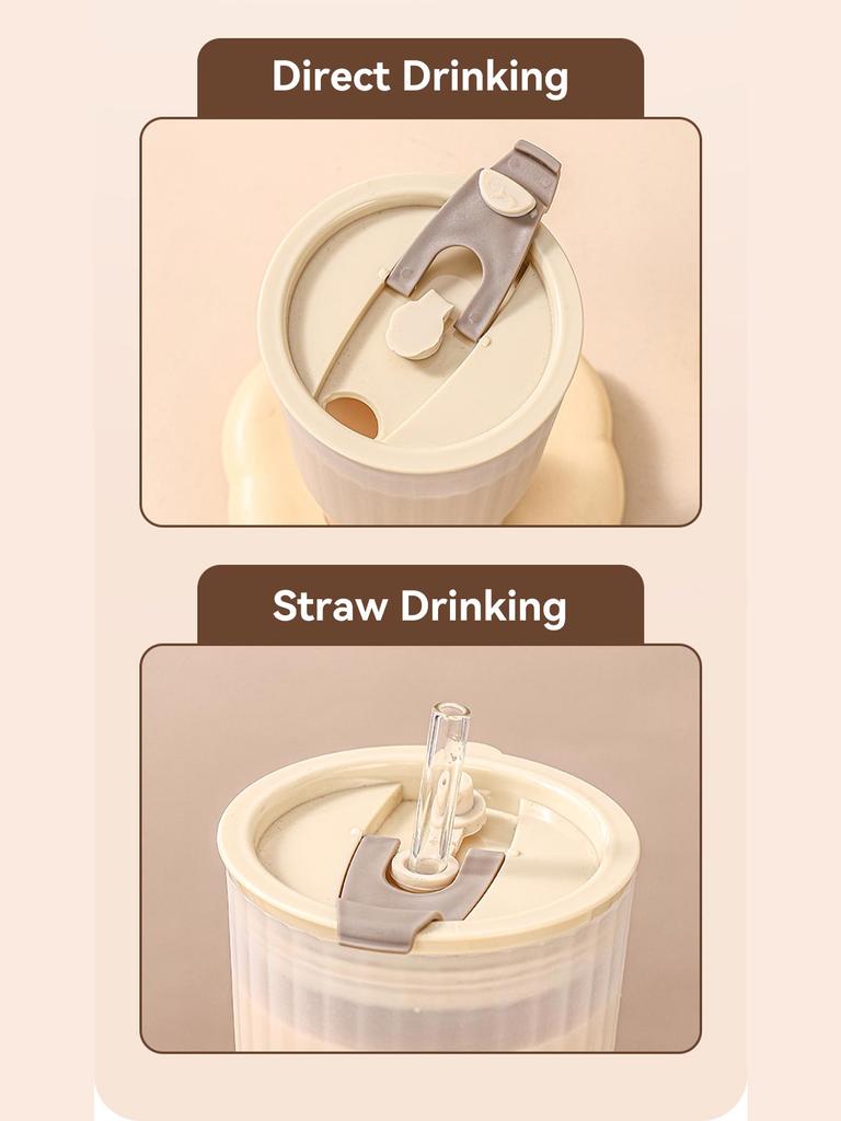 WORTHBUY Cute Bear Plastic Water Cup Large Capacity Water Bottle Travel Leak-proof Tumbler With Lid Portable Milk Coffee Cups