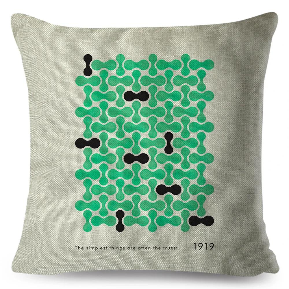Nordic Polyester Throw Pillow Case for Sofa Minimalist Color Block Double Print Cushion Cover Decor Bauhaus Modern Pillowcase