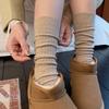 Детские осенне-зимние ретро носки-гольфы цвета кофе, базовые однотонные носки без шва, которые можно надевать друг на друга, универсальные корейские хлопковые носки, впитывающие пот