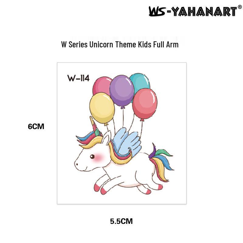 Cartoon Unicorn, Mermaid, Pirate, and Dinosaur Space Water Transfer Tattoo Stickers