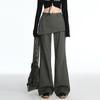 Retro Fake Two Piece Work Pants Women's Loose Casual Pants Solid Color Flared Wide Leg Pants New Fashion 2025 Spring and Summer