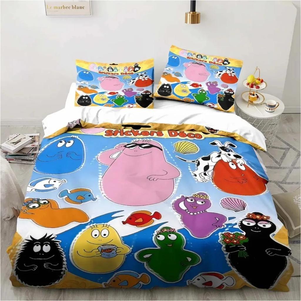 3D Мультяшный Постельный Комплект B-Барбапапа Набор Пододеяльника с Наволочками Мягкий Приятный к Коже Односпальный Кинг-сайз Для Детей Подарок на День Рождения