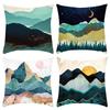 New Light Luxury Series Green Water and Green Mountain Landscape Print Pillow Home Sofa Cushion Cover