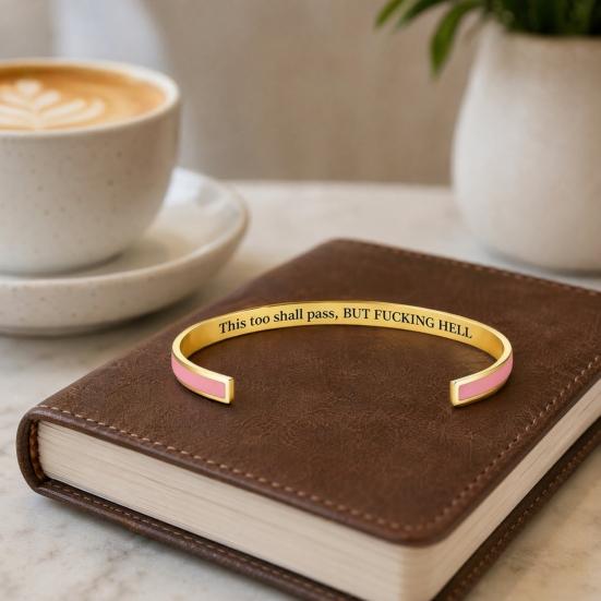 Simple Design Cuff Bracelet This Too Shall Pass Mantra Bracelet, Hidden Message Engarved Resilience Reminder Inspirational Bangle Adjustable
