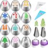 Pastry Bag Piping Nozzle Christmas Series Tips Kitchen Cake Frosting Pipeline Cream Cake Decoration Tool Reusable Nozzle Set
