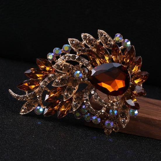 Elegant Colorful Rhinestone Irregular Brooch Shape Vibrant Color Glass Pin Shawl Scarf Suit Collar Badge