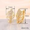 Leaf Shape Hoop Earrings for Women Shiny Gold Color Cubic Zircon Elegant Temperament Wedding Bridal Jewelry