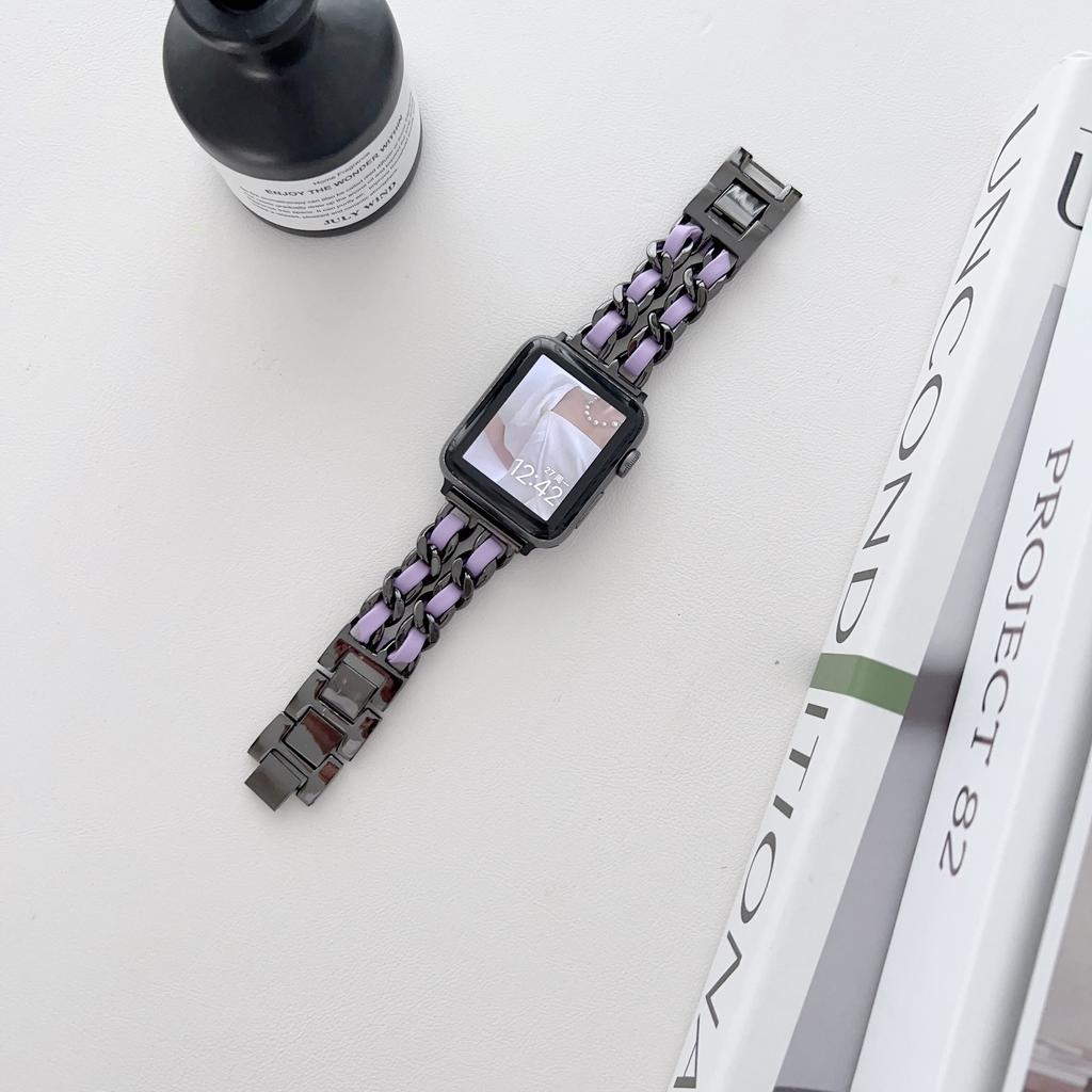 Металлический кожаный ремешок для Apple Watch 49 мм 45 мм 41 мм 44 мм 40 мм 42 мм 36 мм Женский ремешок для часов iWatch Series 10 9 8 7 6 5 4 SE