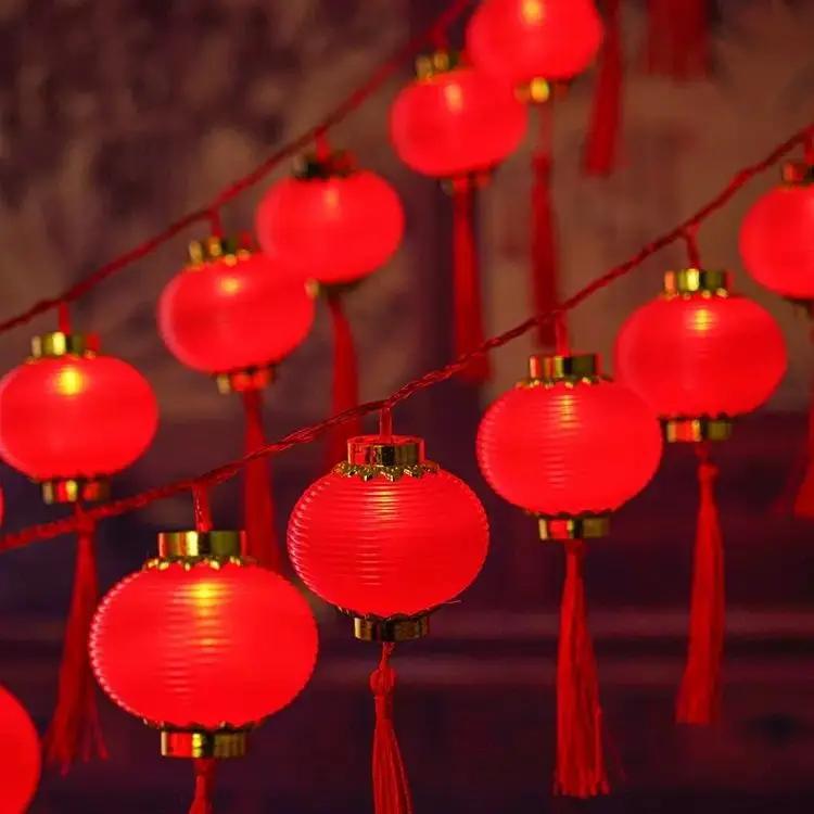 1,5 м 10 лампочек новогодний красный китайский фонарь со светодиодными лампами удачи мини-фонарь украшение подвесное китайское новогоднее украшение