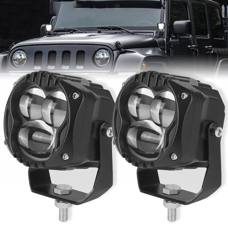 1/2 шт. светодиодный прожектор, вспомогательный свет, линза, фара дальнего света, противотуманная фара, белый DC12-80 В для внедорожника 4x4, внедорожника, квадроцикла, UTV 12 В 24 В