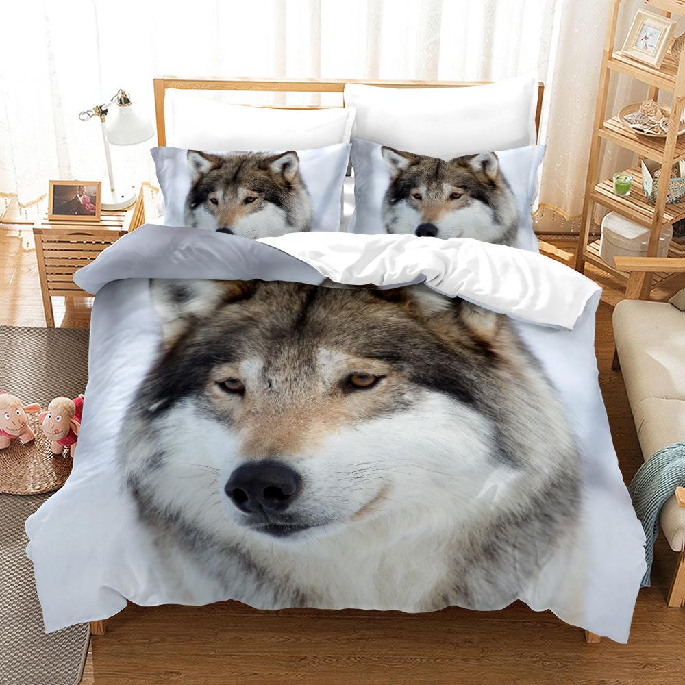 Пододеяльник с 3D рисунком волка, комплект постельного белья, пододеяльник, наволочка, 2 или 3 двуспальные кровати, односпальная кровать, полный размер, мягкая моющаяся молния, украшение для дома