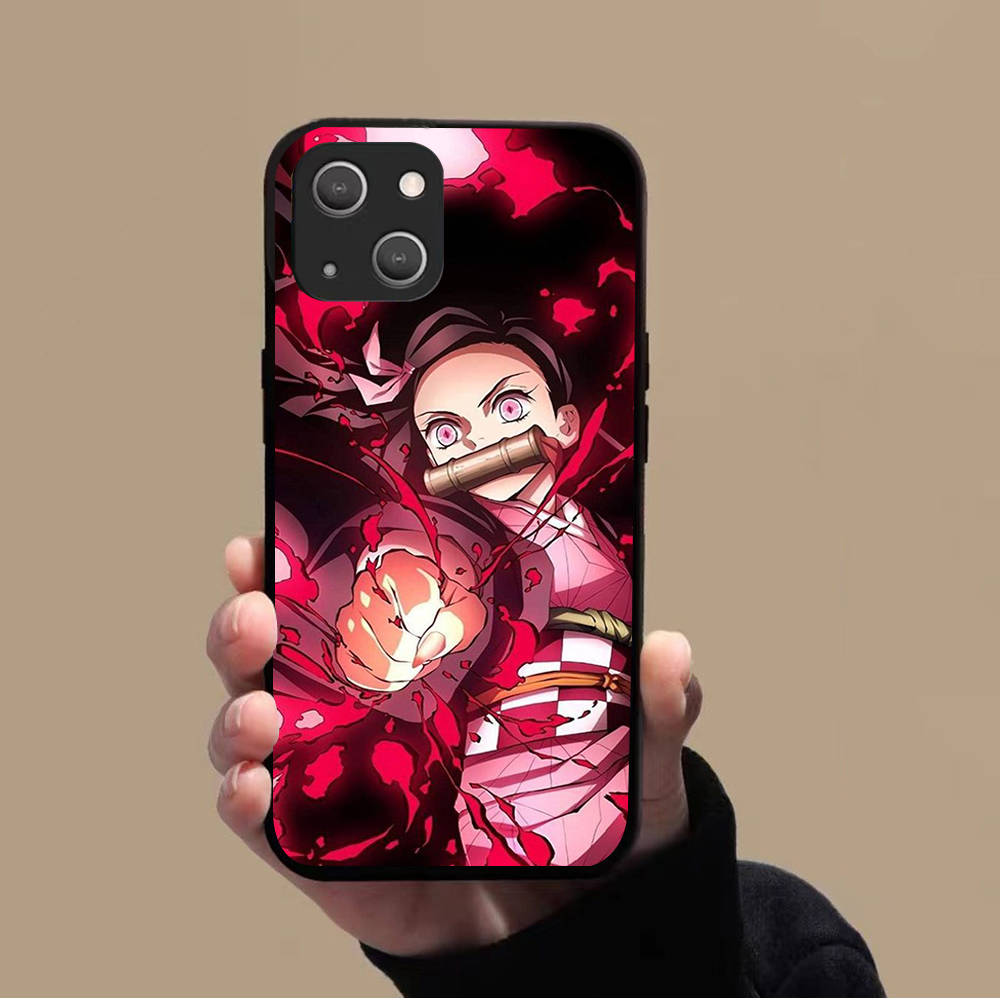 KK-10 Demon Slayer Soft Black Case for iPhone XR 14 15 11 12 13 6 7 8 X XS Pro Max Samsung S22 S23 S21 S24 FE Ultra S8 Plus