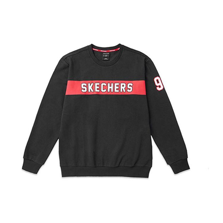 Skechers Вязаный пуловер с принтом букв Винтажная американская толстовка Мужская толстовка Черный L319M036-0018S