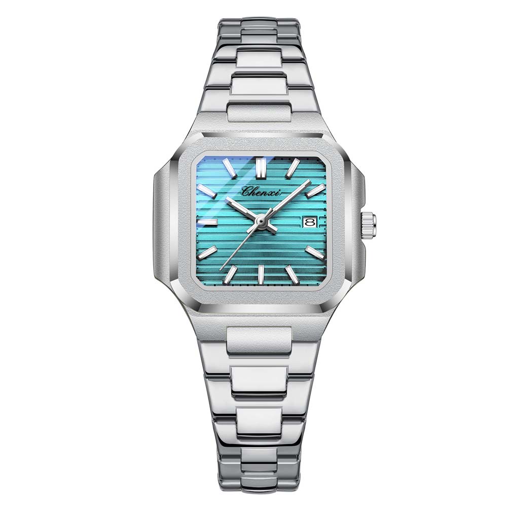 Chenxi Brand Men's Quartz Watch Square Stainless Waterproof Luminous Date Luxury Women's Wristwatch Male Clock Gift For Couple