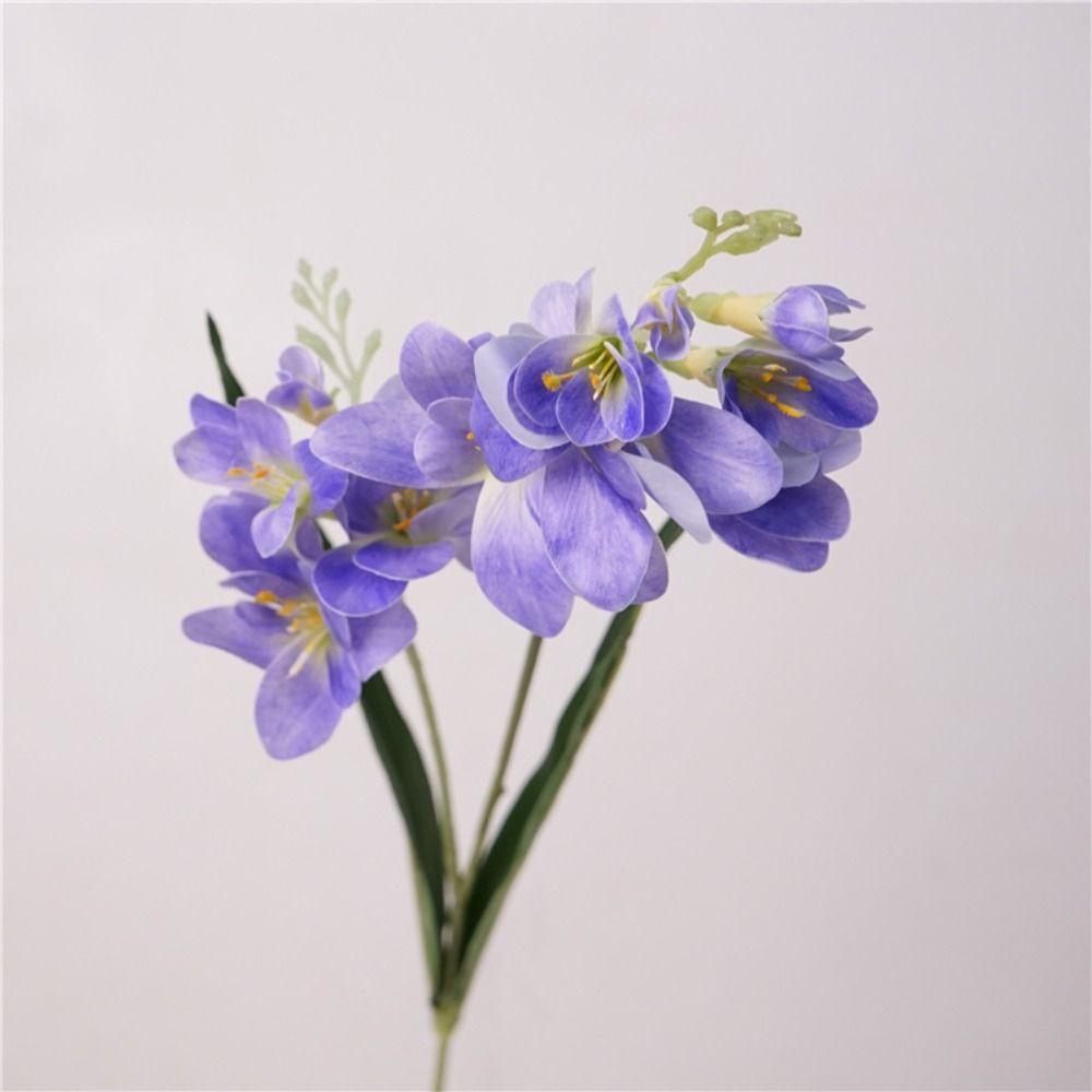 Realistic Artificial Freesia Flowers 2 Fork Simulation Whelan Flower Wedding Party Decor