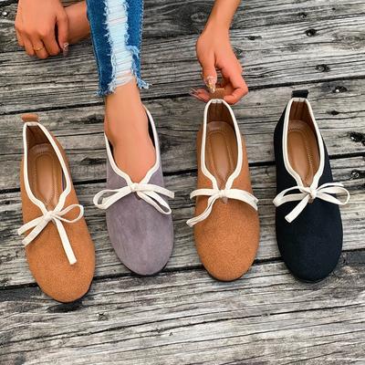 Модные женские балетки Весна Осень Круглый носок Балетки Лоферы Повседневные Мягкая подошва Плоские туфли Неглубокие Элегантные Туфли на шнуровке Женские