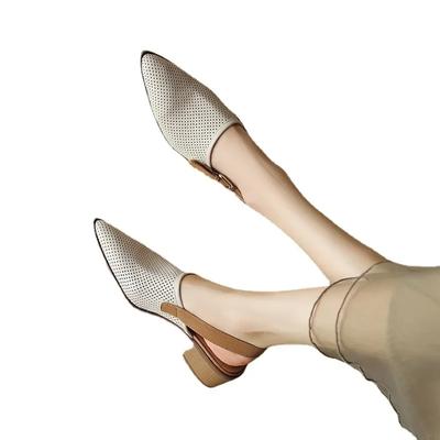 Дышащие сандалии с трикотажной сеткой, женские летние новые модные сандалии на толстом каблуке с острым носком, женская обувь Sandalias