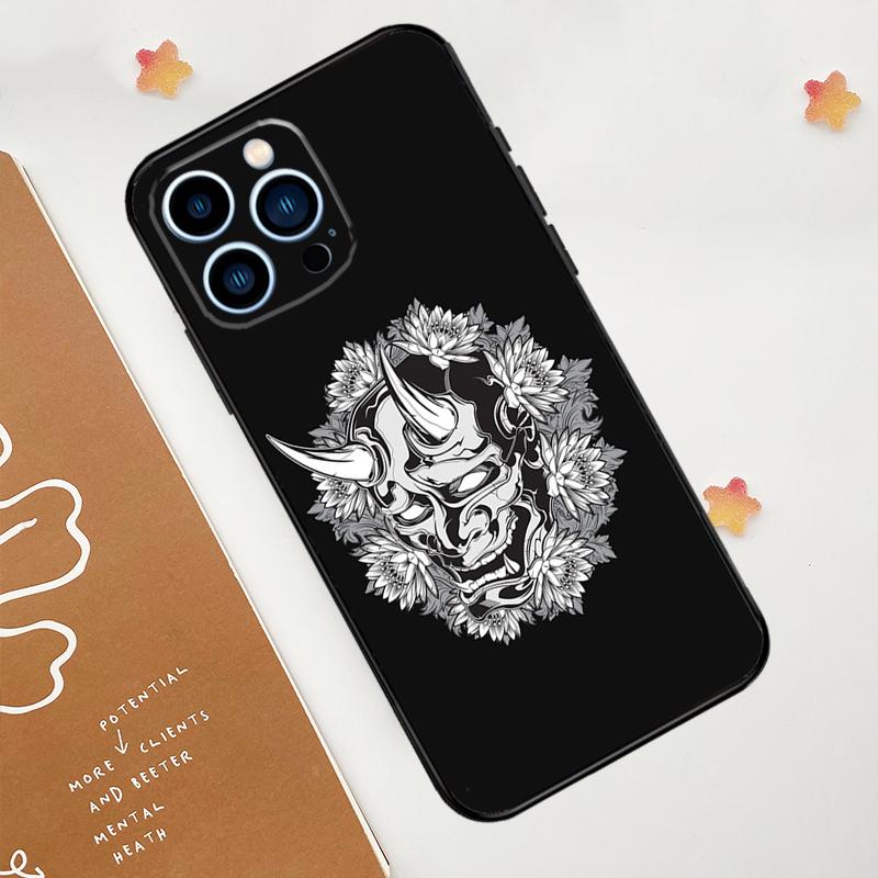 Японский чехол Oni Hannya Demon Mask для iPhone 11 12 13 14 15 16 Pro Max 15 16 Plus 13 12 Mini X XS XR
