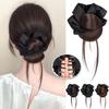 Donut Bun Synthetic Wig Black Hair Accessory with Clip-in Style Straight Hair Bun Suitable for Novice Ladies Daily Wear