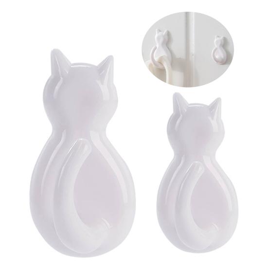 2 шт. настенных крючка для хранения в форме кошки, прочные, несущие нагрузку, самоклеящиеся крючки для хранения одежды на кухне, хозяйственные принадлежности