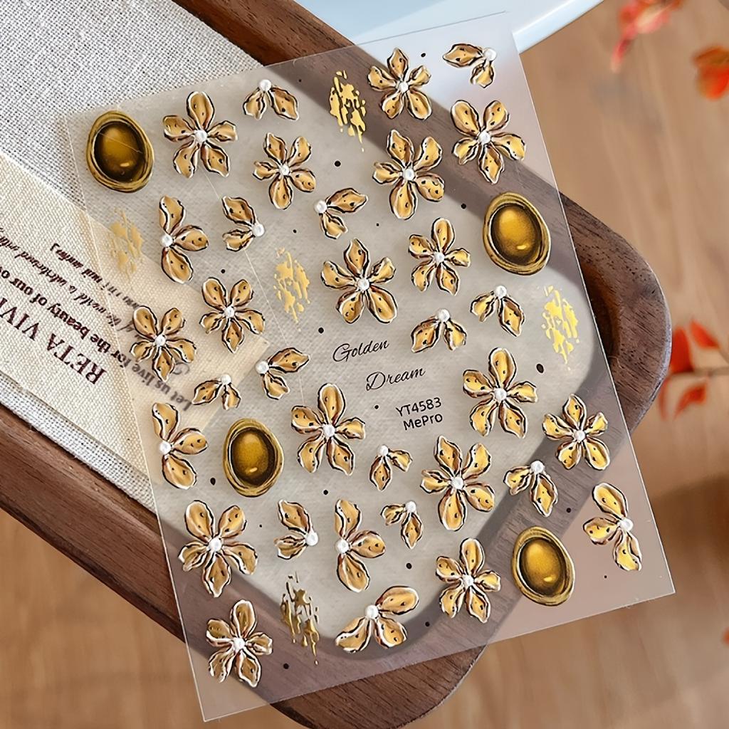 Винтажные карамельно-янтарные наклейки для ногтей в виде лепестков для 3D-нейл-арта, подходят для дома или нейл-салонов, материалы для DIY-нейл-арта для всех женщин и девушек.