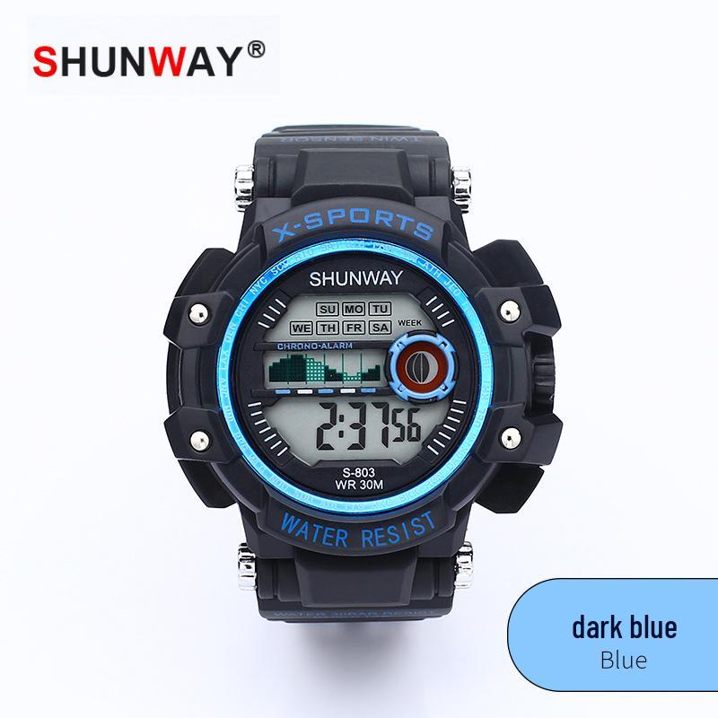 Светодиодные молодежные светящиеся водонепроницаемые спортивные часы-хронограф с многофункциональным дисплеем