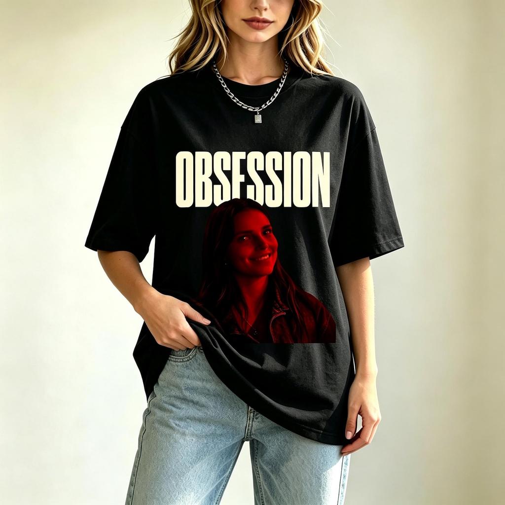 Obsession Movie Nikki Graphic Tee,She Already Knows Horror Film T‑Shirt,Dark Red Portrait Gothic Oversized T‑shirt,90s Retro Horror Fan Gift
