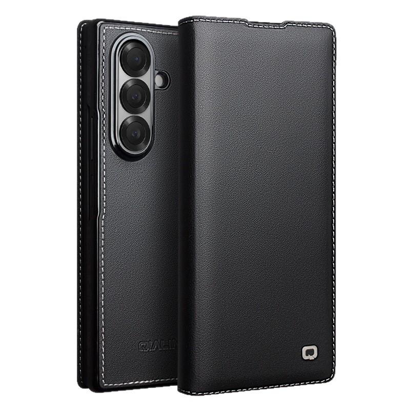 Chali Чехол из натуральной кожи для Samsung Fold7: Складной, Полное покрытие, Защита от падений, Магнитный откидной протектор экрана.