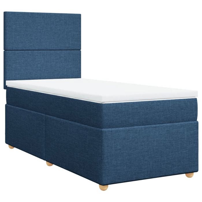 VidaXL Sommier à lattes de lit avec matelas Bleu 90x190 cm Tissu, lit, lit à plate-forme, lit à panneaux, meuble de chambre 3291134