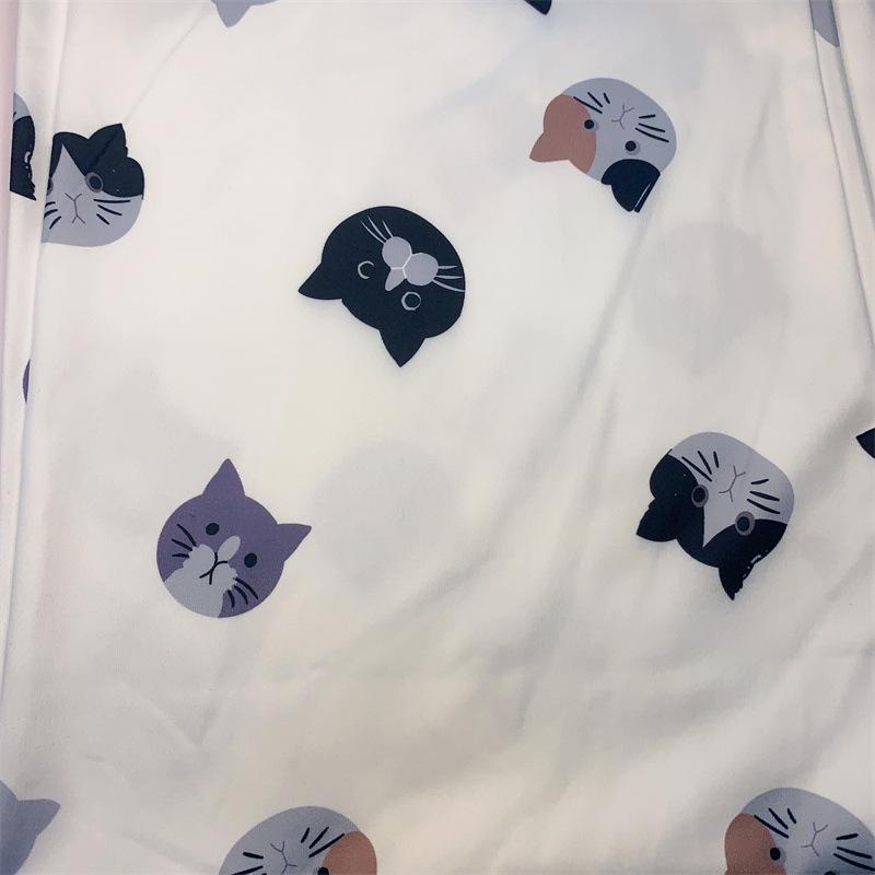 Женские свободные пижамные штаны с мультяшным котом на весну и осень — удобные, воздушные, подходят для дома и улицы.