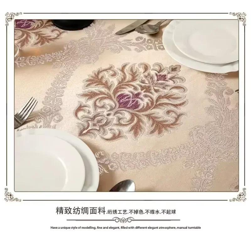 Luxury Jacquard Tablecloth Lace Restaurant Flower Pattern Round desk Cloth Wedding Party Coffee Tea Tables Cover Decoration