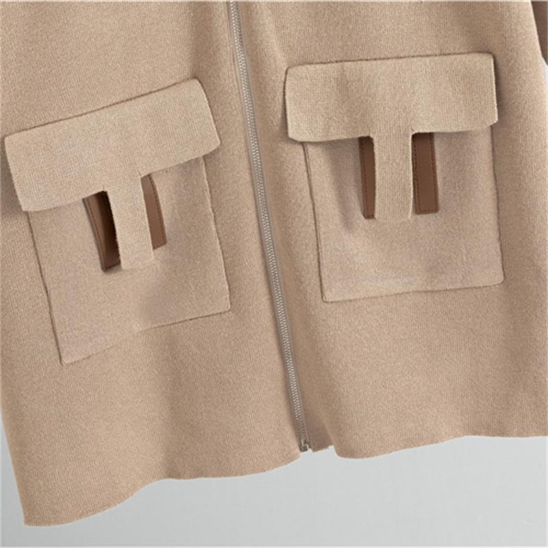 Женский осенне-зимний модный повседневный костюм средней длины, вязаная рубашка с открытым передом, брюки, костюм-двойка