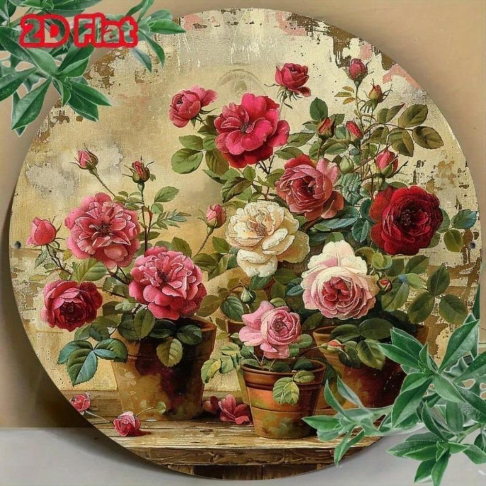 Metal Tin Sign Vintage Floral Nameplate Wall Decor for Home Garage