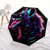 1pc Neon Wolf Auto Open/Close Leisure Cool Umbrella with Windproof, Functional Design, 8-Rib Sturdy Canopy