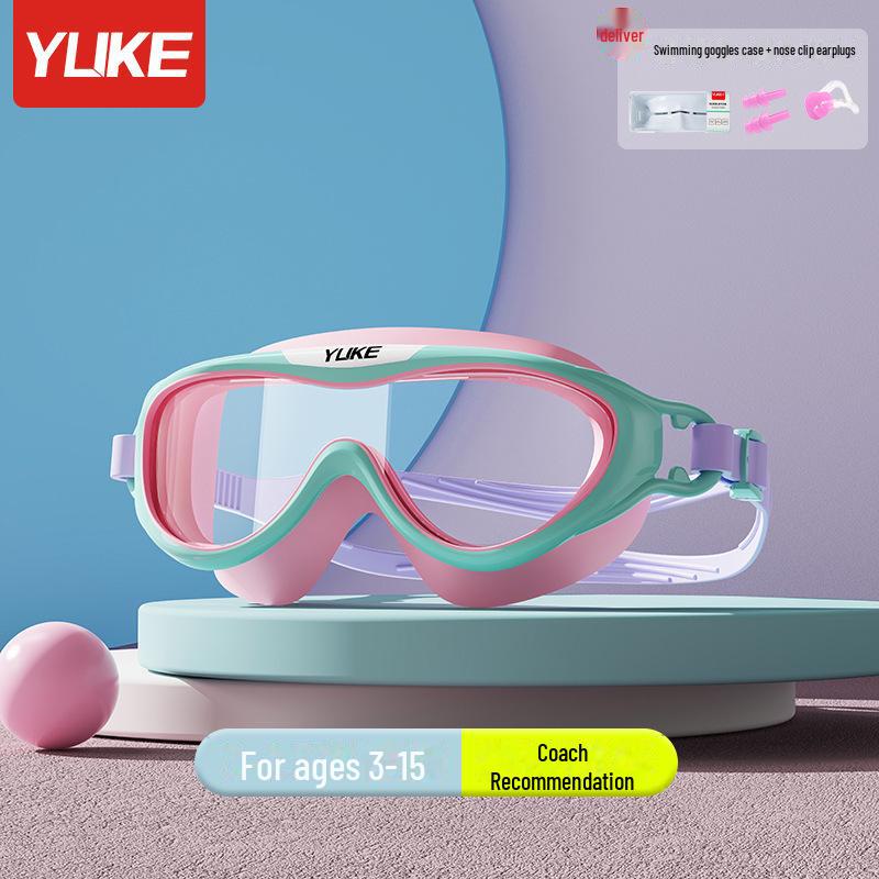 Оригинальная детская шапочка для плавания и очки Yuke Cartoon из искусственной кожи с защитой ушей