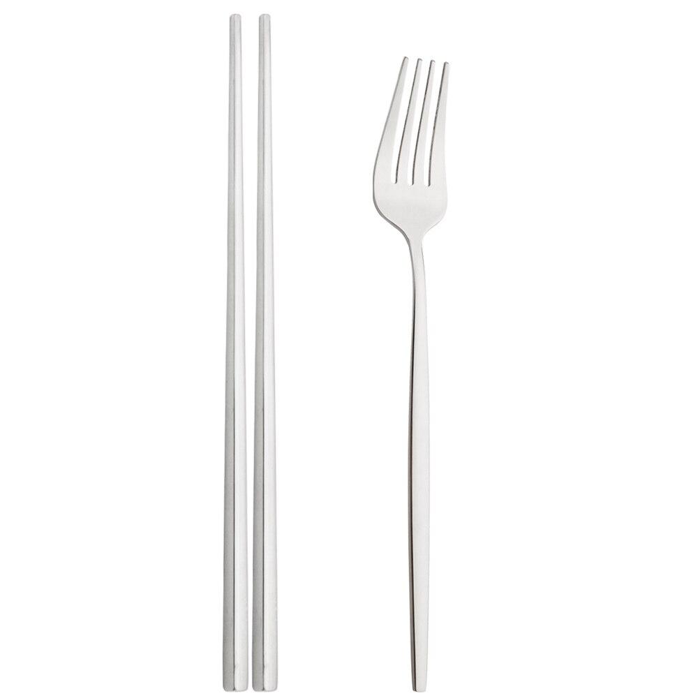 Черный набор столовых приборов из нержавеющей стали, обеденная вилка, палочки для еды, портативный набор столовой посуды, 2 шт., столовое серебро, кухонная посуда в западном стиле, домашняя посуда