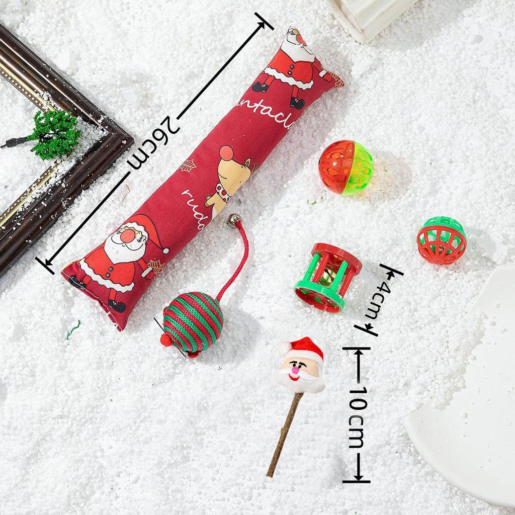 New Pet Christmas Cat Toy Interactive Puzzle Toy Gift Box Pet Toy Set Bell Combination Christmas Sock Elk Elderly Cat Toy Stick