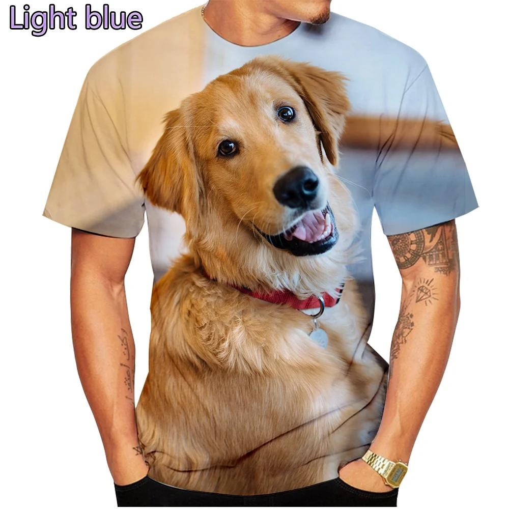 2024 Fashion Short Sleeve Cute Dog Summer 3D Printed T-Shirt Golden Retriever Fashion Casual Men's T-Shirt