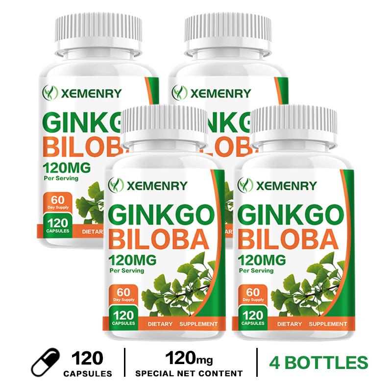 Ginkgo biloba extract capsules, 120mg per serving, high concentration of ginkgo essence, suitable for both men and women.